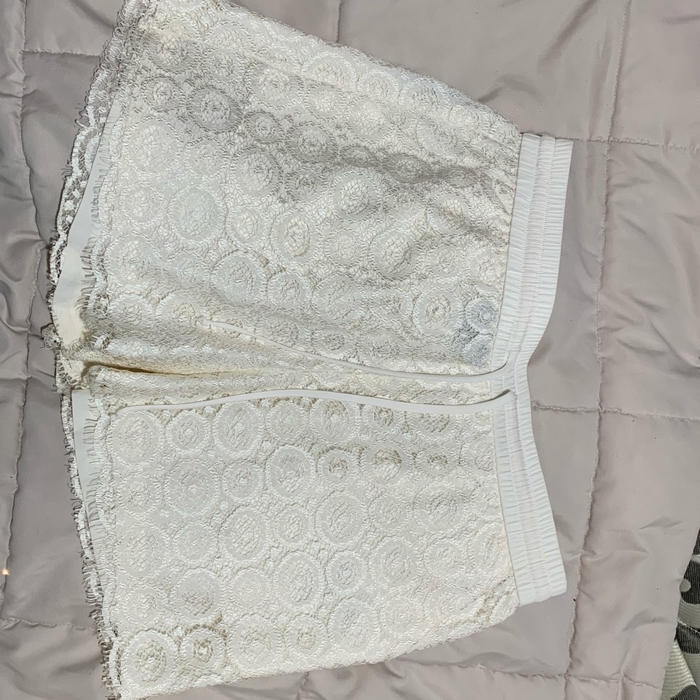Cream lace lined shorts
